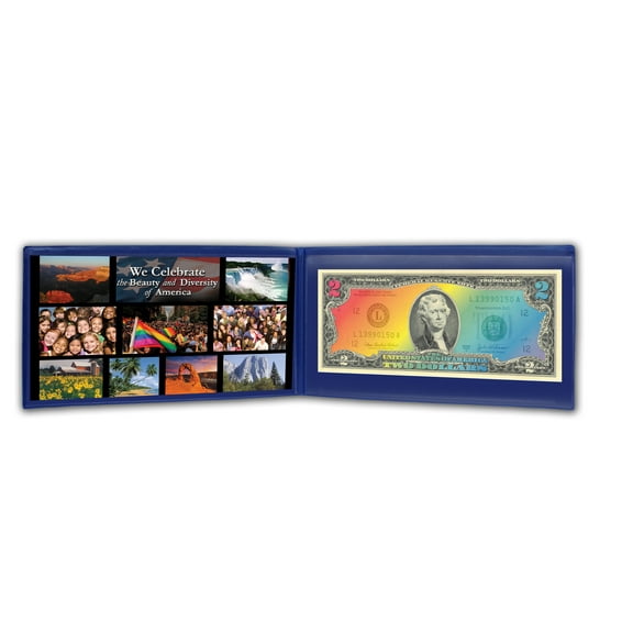 Rainbow Pride $2 Dollar Bill with Commemorative Display Folder