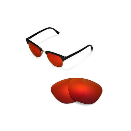 Walleva Fire Red Polarized Replacement Lenses for Ray-Ban Clubmaster RB3016 49mm Sunglasses