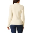 thumbnail image 3 of INSPIRE CHIC Women's' Fall Winter Mock Neck Long Sleeve Fluffy Cuff Casual Slim Fit Sweater Top S Apricot, 3 of 5