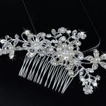 Bridal Wedding Flower Pearls Hair Comb Clip Diamante Crystal ▲λ