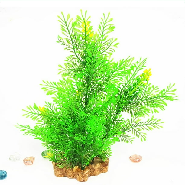 Planta Artificial Verde V-201C para Acuarios, Decoración Realista de Paisaje Acuático sin Mantenimiento, Material Plástico Duradero y Ecológico, Ideal para Peces en Hogar u Oficina, Altura 12