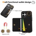 thumbnail image 3 of Allytechgroup Stylish iPhone 16 Wallet Case, Premium Phone Case for iPhone 16 with Card Holder Zipper Pocket Hand Wrist Shockproof Stand Cover for Women Men, Black, 3 of 6