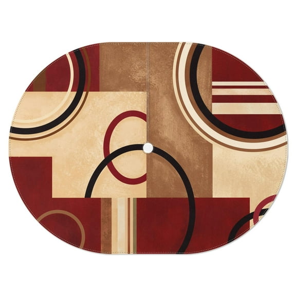 Outdoor Oval Waterproof Retro Abstract Geometric Tablecloth with Umbrella Hole and Zipper,Reusable Indoor/Outdoor Durable Table Cover for Patio, Party, Picnic 54 X 72 Inch