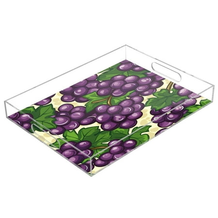

Acrylic Tray 15.7*11.8*1.9 Inch Transparent Tray Food Tray Tea Cup Tray Serving Trays Cosmetics Storage Kitchen Table Bathroom Sundry Storage Dark Purple Grape