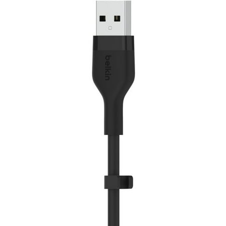 Belkin - BoostCharge Flex Silicone USB-C to Lightning Cable 6.6FT, MFi-Certified Charging Cable with Cable Clip - Black