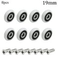 thumbnail image 1 of LEFU pour 8 Pack Roues de Remplacement pour Rouleau de Porte de Douche Diamètre 19mm Coureurs Réglables Roue Extérieure en Nylon Vis en Acier Inoxydable pour Armoires Cabines Hammams, 1 of 10