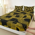 thumbnail image 3 of Feelyou Chic Minimalism Teens Bed Sheets, Abstract Line Black Gold King Sheets, Mid Century Fashion Sheet Set, Breathable Home Decor, 4pcs, 3 of 7