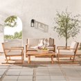 thumbnail image 4 of Pemberly Row Modern Solid Wood Slat Back 4 Piece Chat Set - Natural, 4 of 6