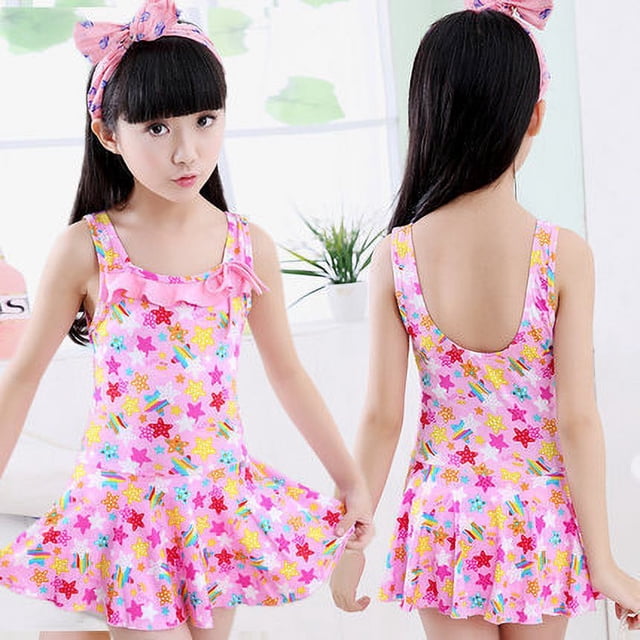 Trajes de baño para niños, trajes de baño femeninos de princesa dividida siamesa, trajes de baño para niñas de talla mediana y grande, trajes de baño para estudiantes