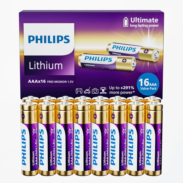 Pilas AAA Philips Lithium 1200 mAh 1,5 V, paquete de 16