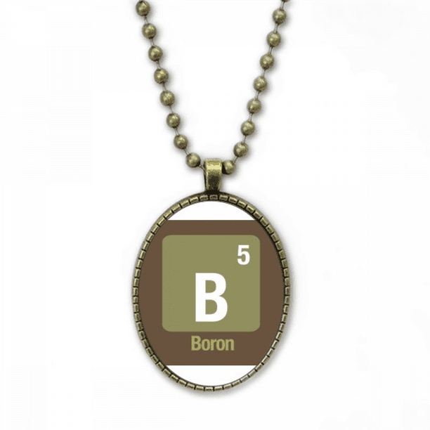 B Boron Checal Element Science Necklace Vintage Chain Bead Pendant