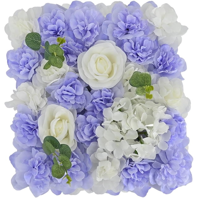 HUGFEGWE Artificial Flower Panel Rose Backdrop Romantic DIY Decorative Floral Panel Photo Background for Wedding Event Home Wall Decor, Purple CJB91-35602