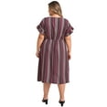 thumbnail image 3 of GRACE & GRANDEUR Women's Plus Size Dress Boho Floral Flowy V Neck Ruffle Sleeve Casual Midi Dresses with Pockets 2X Berry Red, 3 of 5