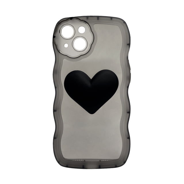 Funda para iPhone 13 negra con colgante en forma de corazón