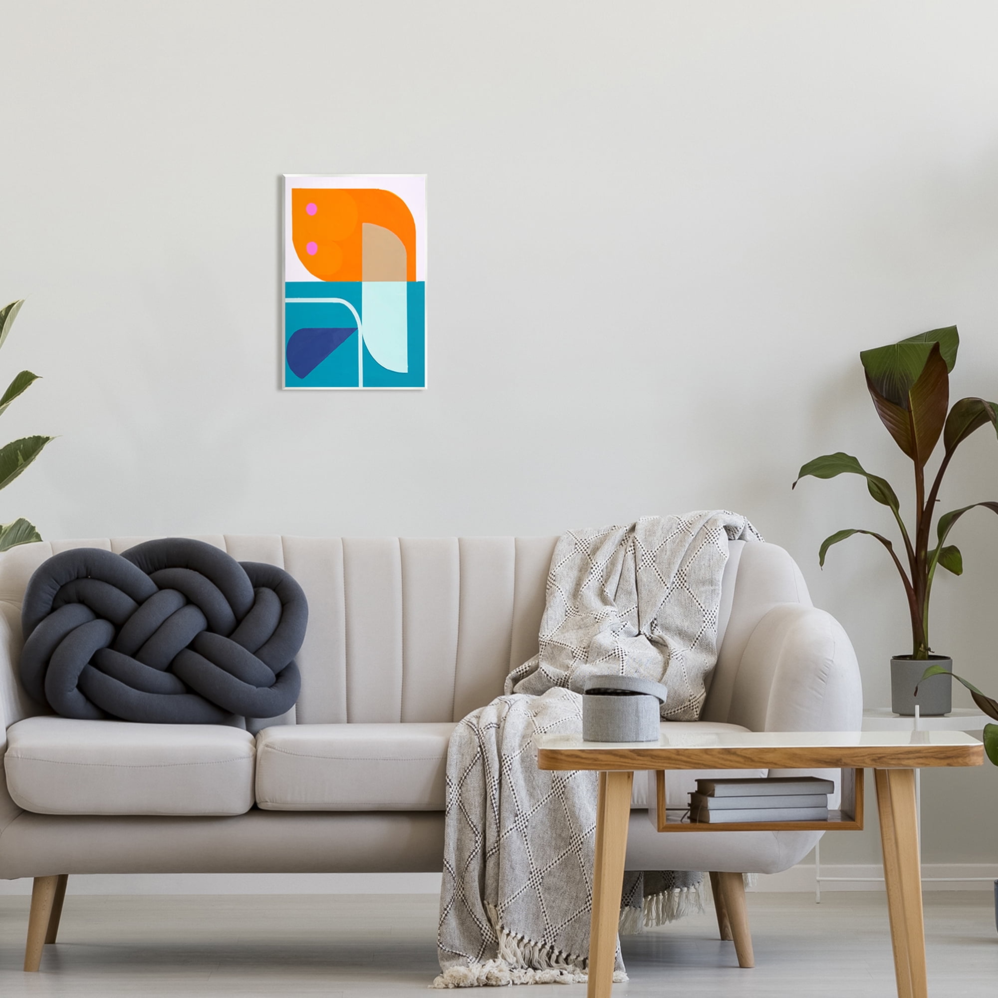 Stupell Industries Orange & Blue Contemporary Abstract Painting Unframed Art Print Wall Art, 10 x 15