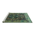 thumbnail image 2 of Ahgly Company Machine Washable Indoor Rectangle Oriental Turquoise Blue Industrial Area Rugs, 7' x 10', 2 of 4