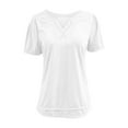thumbnail image 4 of AKOEE Casual Cotton Tops for Women Summer Clothes V Neck Short Sleeve Basic Tee Shirts S-XXL Loose Plain Tshirts (L, White), 4 of 6