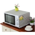 thumbnail image 1 of Microwave Oven Cover Dustproof Cotton Machine Protector Decorative Kitchen Appliance Cover with Side Storage Pockets(Gray Triangle), 1 of 7