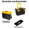 thumbnail image 3 of Caja de herramientas portátil Stalwart con ruedas, apilable, 2 en 1, color negro y amarillo, 3 of 7