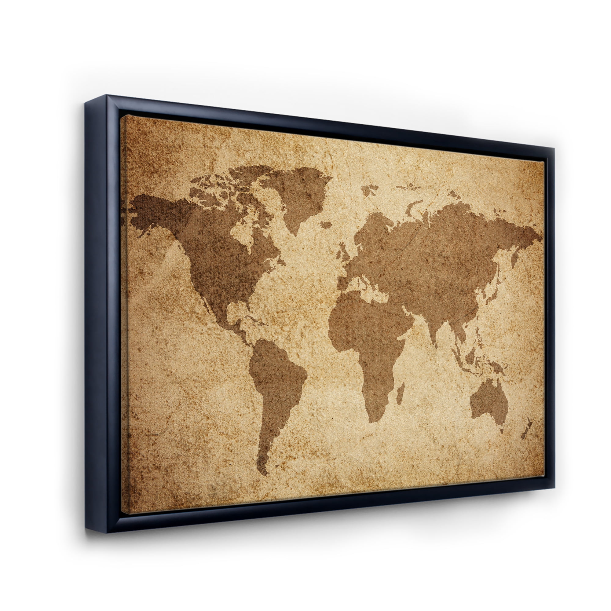 Ancient World Map V 32 in x 24 in Framed Painting Canvas Art Print, by Designart