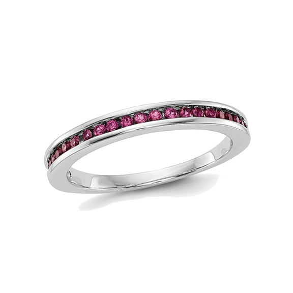 Gem & Harmony 1/3 Carat (Ctw) Ruby Semi-Eternity Band Ring in 14K White Gold for Women