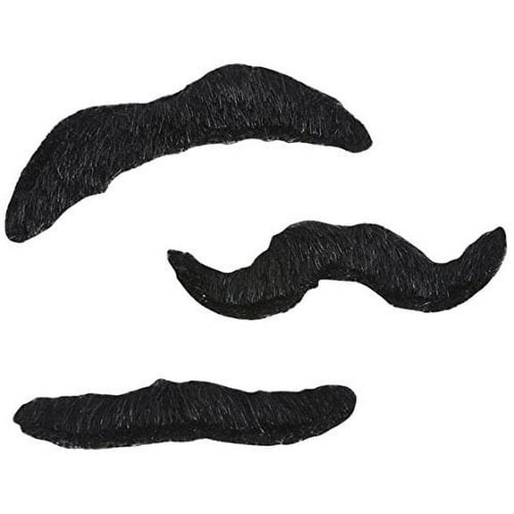 Novelty Black Halloween Adhesive Fake Costume Moustache (3 pieces)