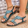thumbnail image 2 of Rokment Glitter Rhinestones Wedges Dress Sandals for Women Beach Boho Vintage Sparkly Open Toe Low Heel Elastic Slingback Walking Dressy Summer Shoes Bride Wedding Dark Green Size 6.5, 2 of 5