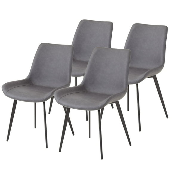 Ktaxon Dining Chairs Set of 4 Modern Diner Chairs with Metal Legs and PU Leather Cushion, Side Chairs for Living Room Bedroom Outdoor Lounge Black