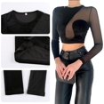 thumbnail image 3 of LAICAIW Women's Short Sleeve Mesh Crop Tops Sheer Blouse T Shirt Tee, 3 of 6