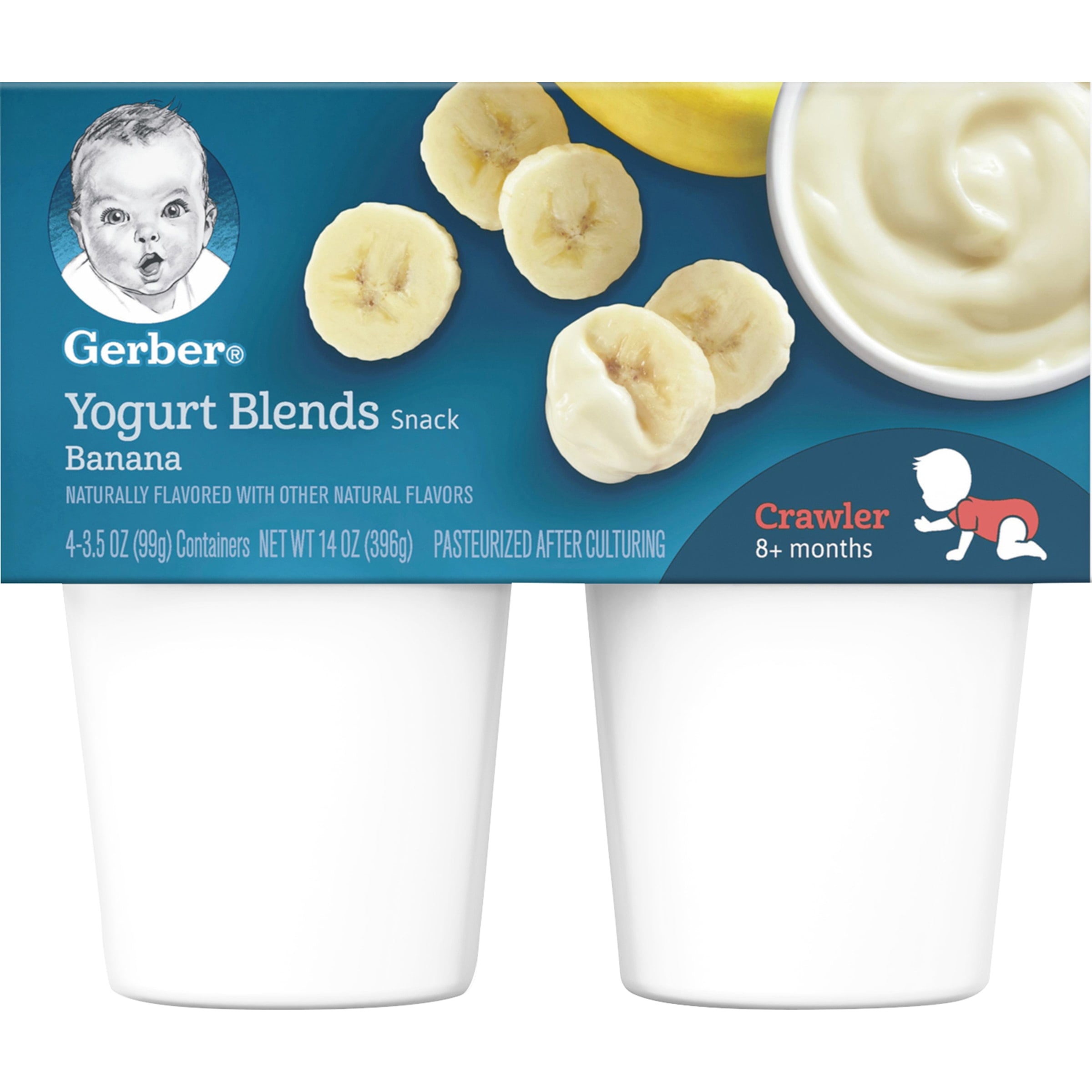 (Pack of 4) Gerber Yogurt Blends Snack Banana Yogurt, 3.5 oz Cups Walmart Inventory Checker