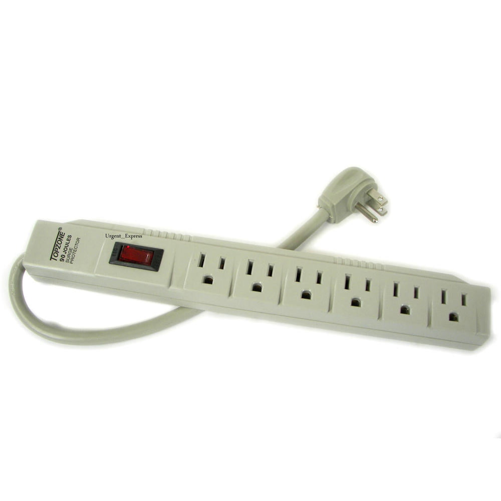 6 Outlet Power Electrical Wall Angle Flat Plug Socket Surge Protector Strip Switch Adapter