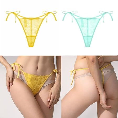 

Women s Sexy Side Tie G-String Thongs See Through Underwear 2 Pieces