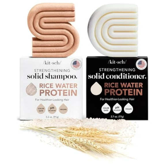Kitsch Rice Bar Shampoo and Conditioner Set for Hair Growth and Strengthening | Paraben-Free, Made in US