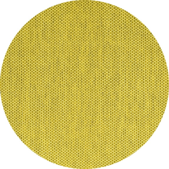 Ahgly Company Indoor Round Abstract Yellow Contemporary Area Rugs, 3' Round