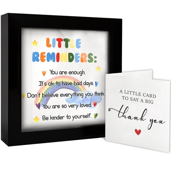 Inspirational Motivational Gifts with Card for Women Coworker Friend Little Reminders You are Enough Appreciation Gift for Teens Girl Positive Mental Health Encouragement Frame Desk Wall Decor HF485