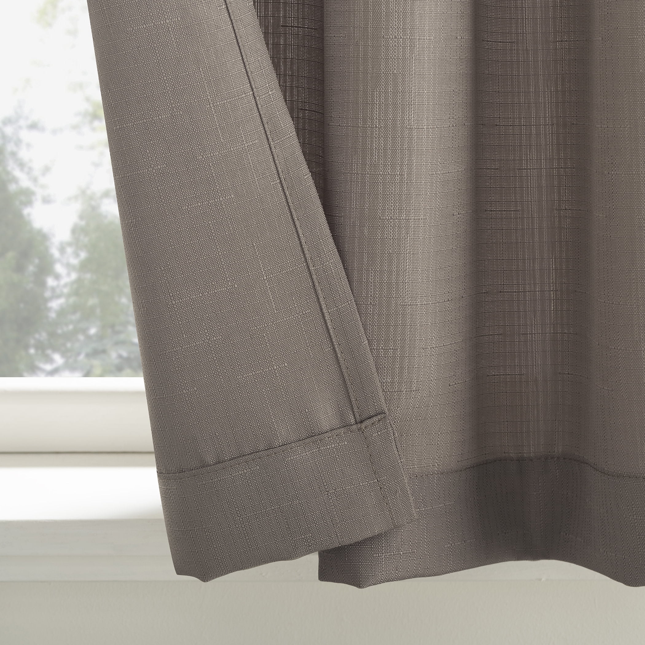 Mainstays 3-Piece Textured Semi Sheer Rod Pocket Kitchen Window Tier Pair and Valance, 2 Café Curtains and 1 Curtain Valance, Beige, 56"W x 36"L