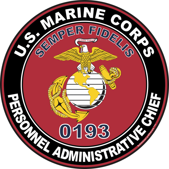 U.S.M.C. MOS 0193 Personnel Administrative Chief Decal 3.8" - Red