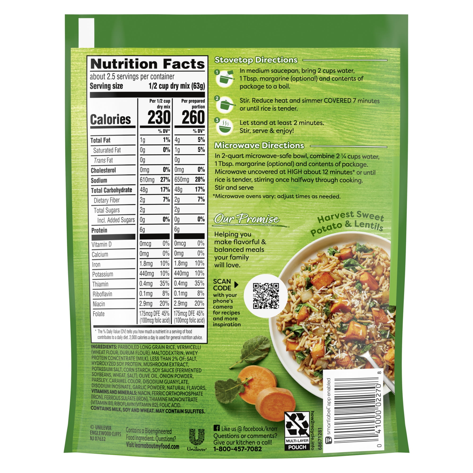 Knorr No Artificial Flavors Mushroom Rice Cooks in 7 Minutes, 5.5 oz Regular Pouch