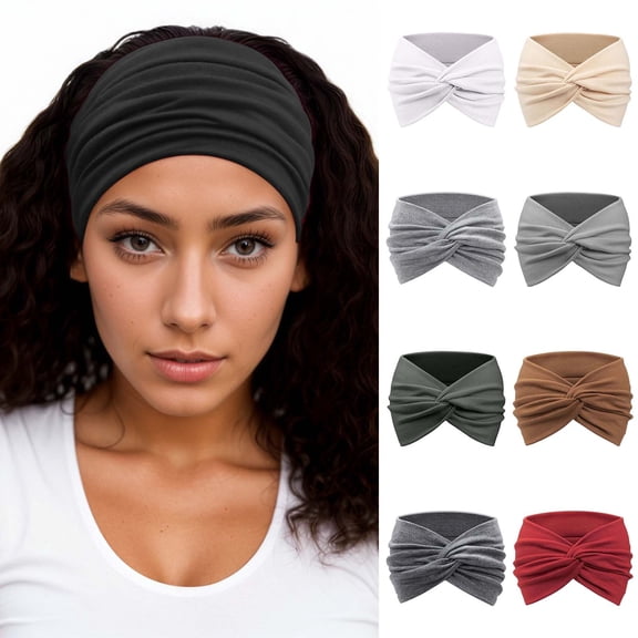 UJNDER Wide Retro Headscarf for Ladies Featuring Cute Knotted Hair Band for Daily Use Hair Scarf Black
