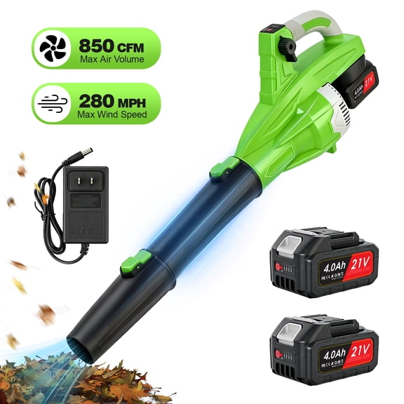 Cordless Leaf Blower, 200 MPH 850 CFM Electric Blower with 8 Speeds, 2×4.0AH Batteries and Charger, Lightweight for Yard, Patio and Dust Cleaning