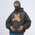 thumbnail image 2 of Cat Pouch Sweatshirts for Men Women Long Sleeve Kitten Puppy Holder Hoodies/Hoodless Front Large Pouch Pet Carrier Sweatshirt Pure Loose Cozy Pullover Tops 2-Grey S, 2 of 5