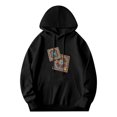 thumbnail image 3 of Women's Long Sleeve Hoodie Pullover with Pockets - Black with Colorful Geometric Pattern & Symmetrical Design Relaxed Fit, 3 of 7
