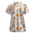 thumbnail image 4 of COMVALUE Scrub Tops Women Funny Print V Neck Short Sleeve Shirts Stretch Anti Wrinkle Nursing Uniform (Orange, M), 4 of 4