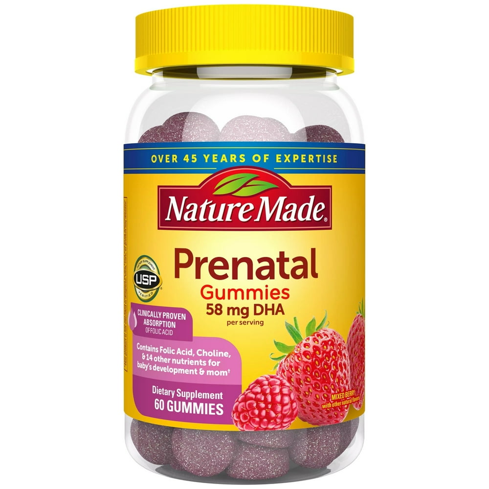 Nature Made Prenatal Gummy Vitamins with DHA + Folic Acid + Choline, 60