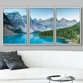 thumbnail image 3 of wall26 Framed Canvas Print Wall Art Set Vibrant Mountain Range Forest Valley Nature Wilderness Photography Realism Decorative Landscape Colorful for Living Room, Bedroom, Office - 24"x36"x3, 3 of 5