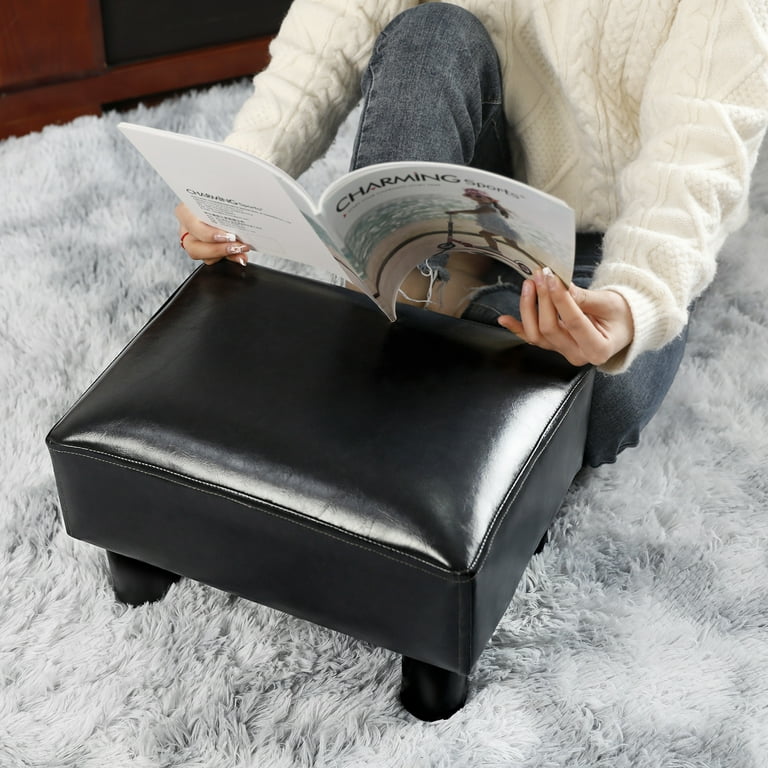 Modern Small Faux PU Leather Footstool Ottoman Footrest Stool Seat Chair  Foot Stool,Black