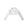 thumbnail image 5 of CHICTRY Girls Shiny Metallic Crop Top Kids Long Sleeve Tank Top for Jazz Hip Hop Performance A Silver 10, 5 of 7