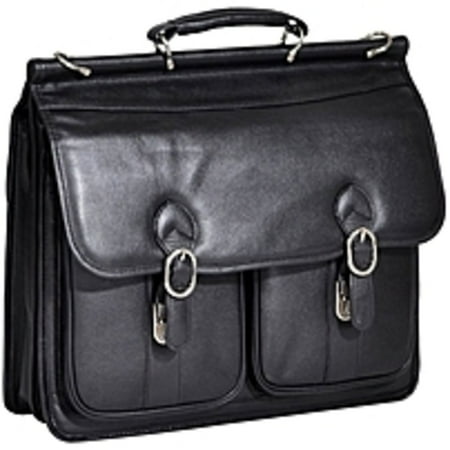 McKleinUSA HAZEL CREST 15605 Black Leather Double Compartment Laptop Case
