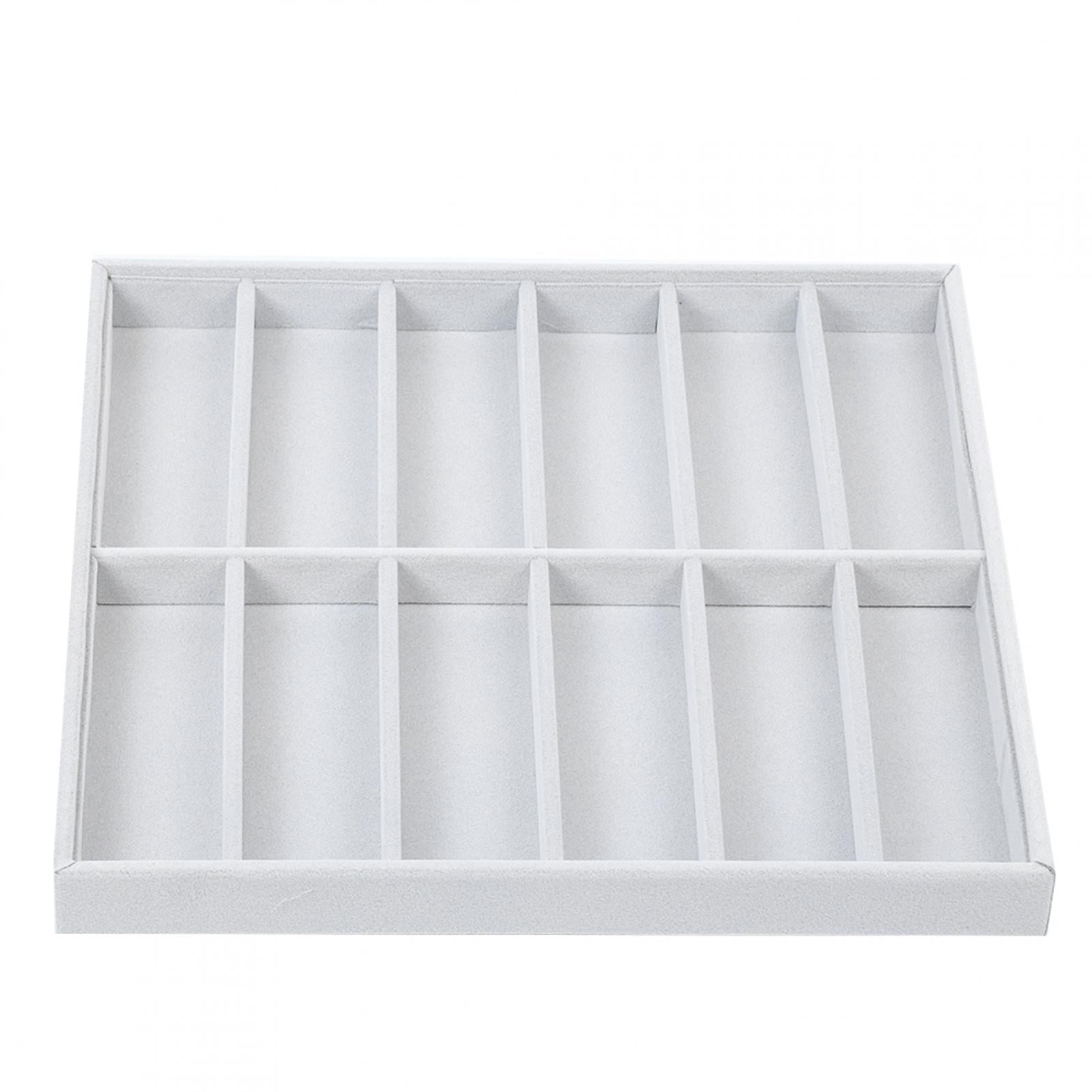 Boîte De Rangement 12 Cases Pour Lunettes De Soleil Et Bijoux - Plateau En Peluche Et Bois - 38x36x3.7 Cm