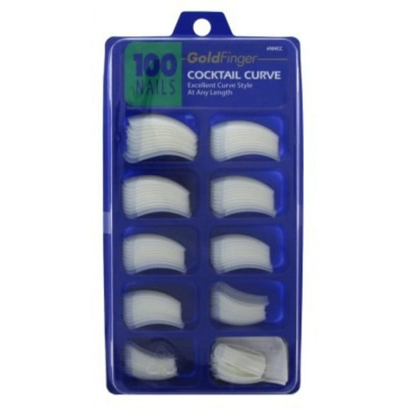 Gold Finger Cocktail Curve Nails 100 Count | Full Cover Glue-On Nails with Self Tabs (7-Day Wear)